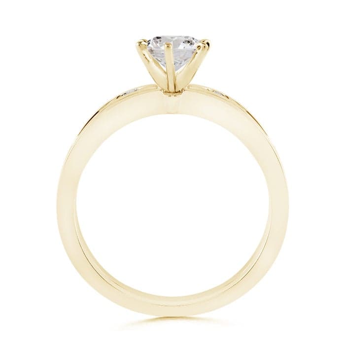 Solitaire Round Diamond Wedding Ring Set With Plain Ring image 2
