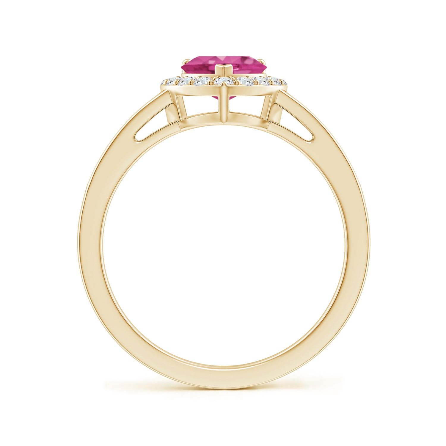 Heart-Shaped Pink Sapphire Halo Ring with Diamond Accents image 2