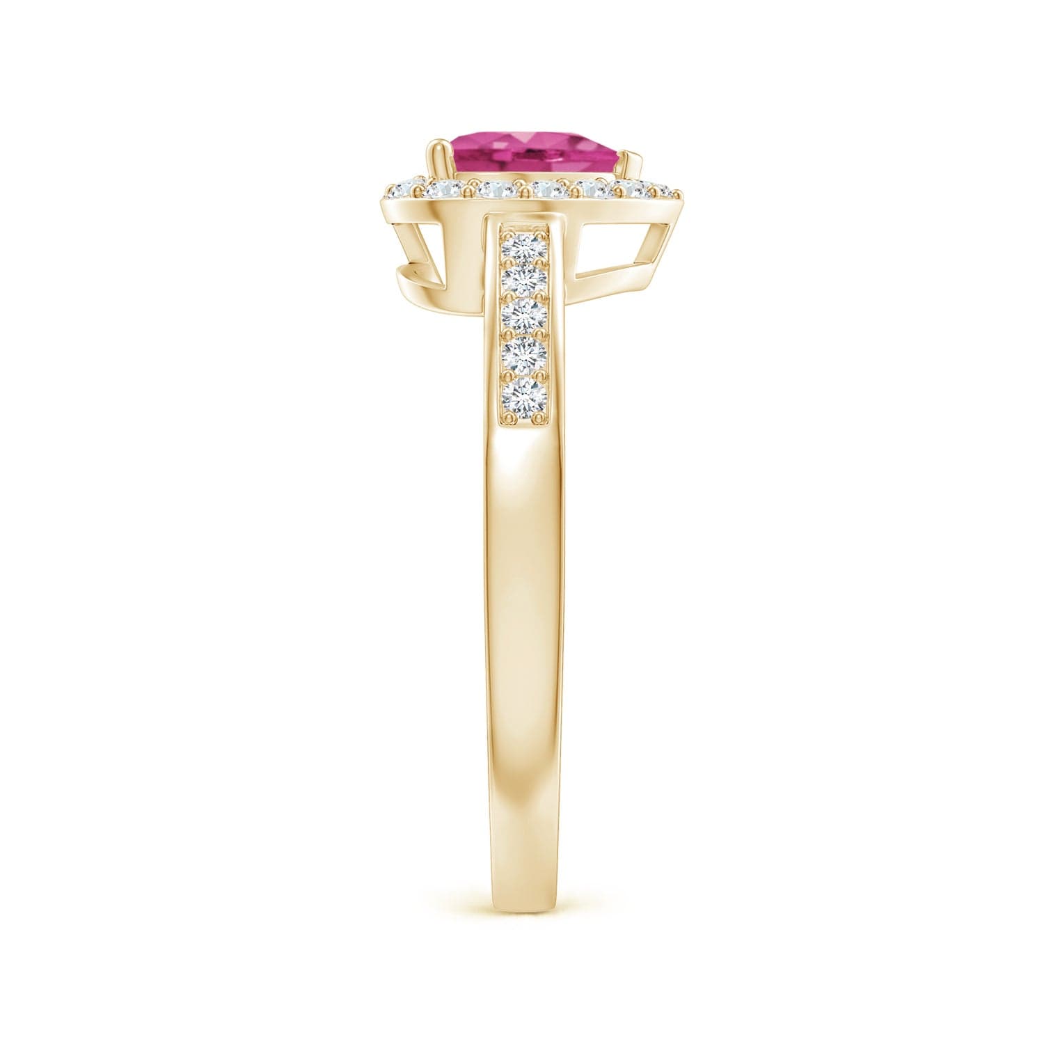 Heart-Shaped Pink Sapphire Halo Ring with Diamond Accents image 3