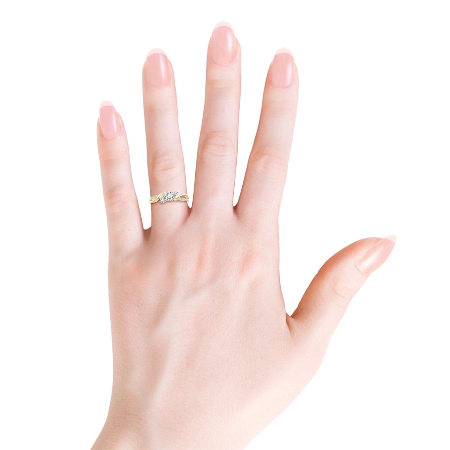 Lab-Grown Three Stone Diamond Twisted Vine Ring image 4