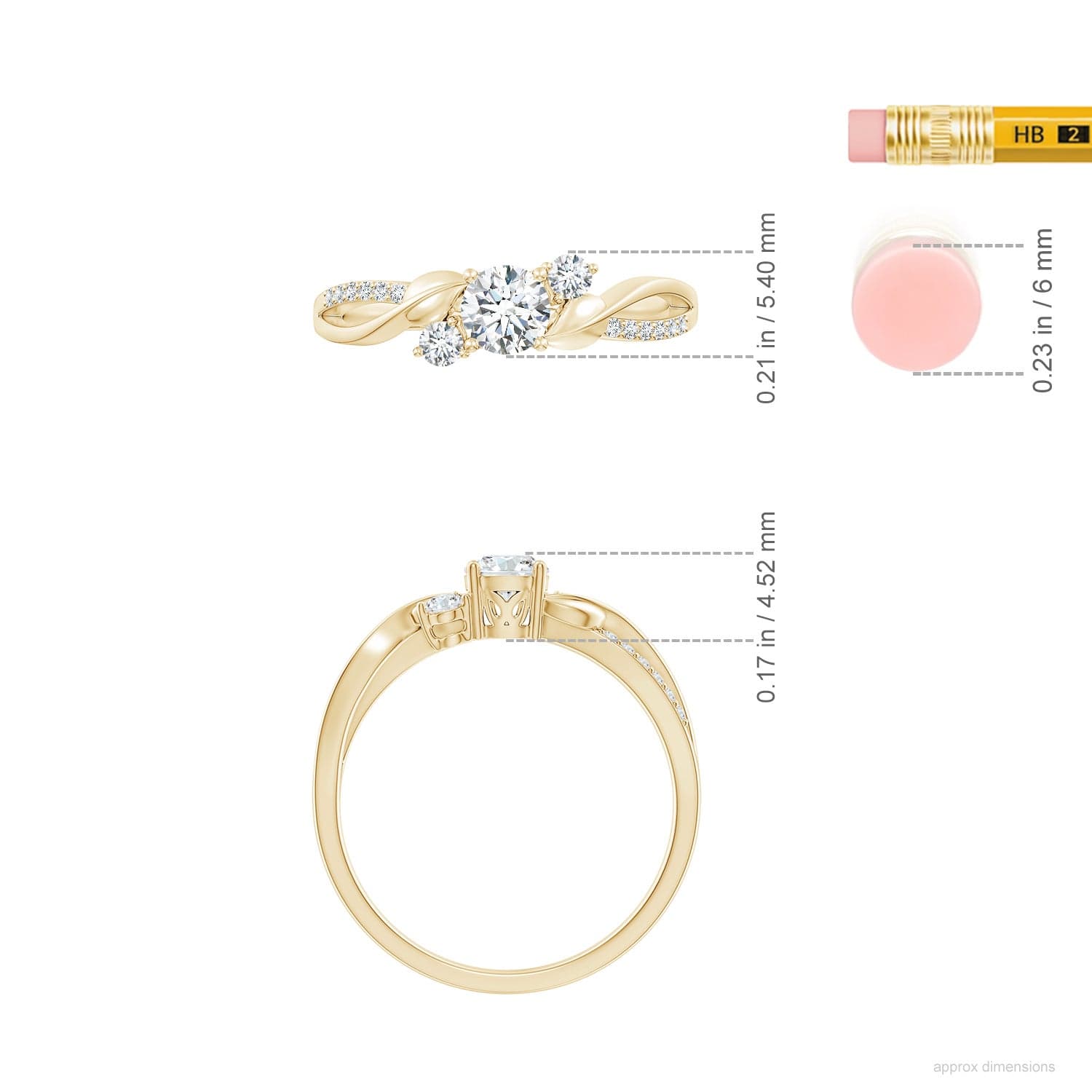 Lab-Grown Three Stone Diamond Twisted Vine Ring image 5