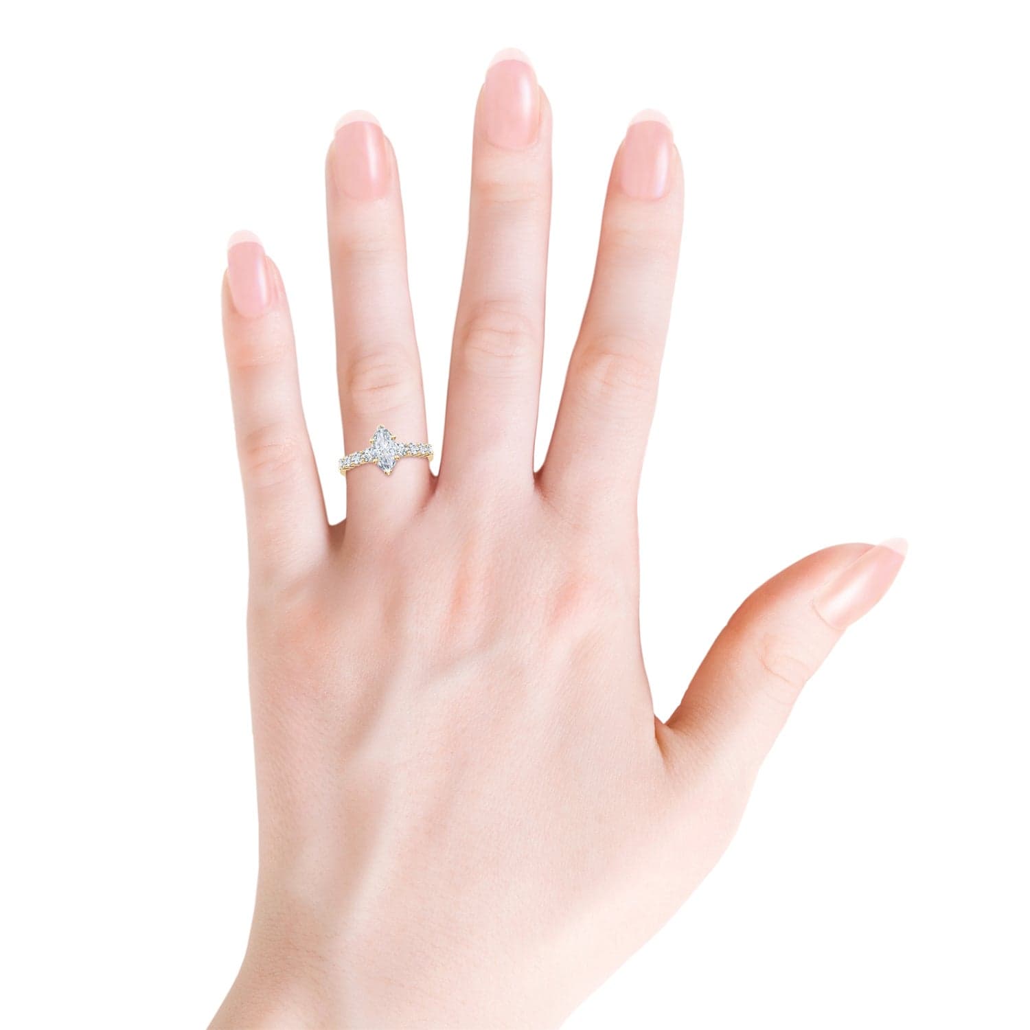 Lab-Grown Solitaire Marquise Diamond Graduated Engagement Ring image 4