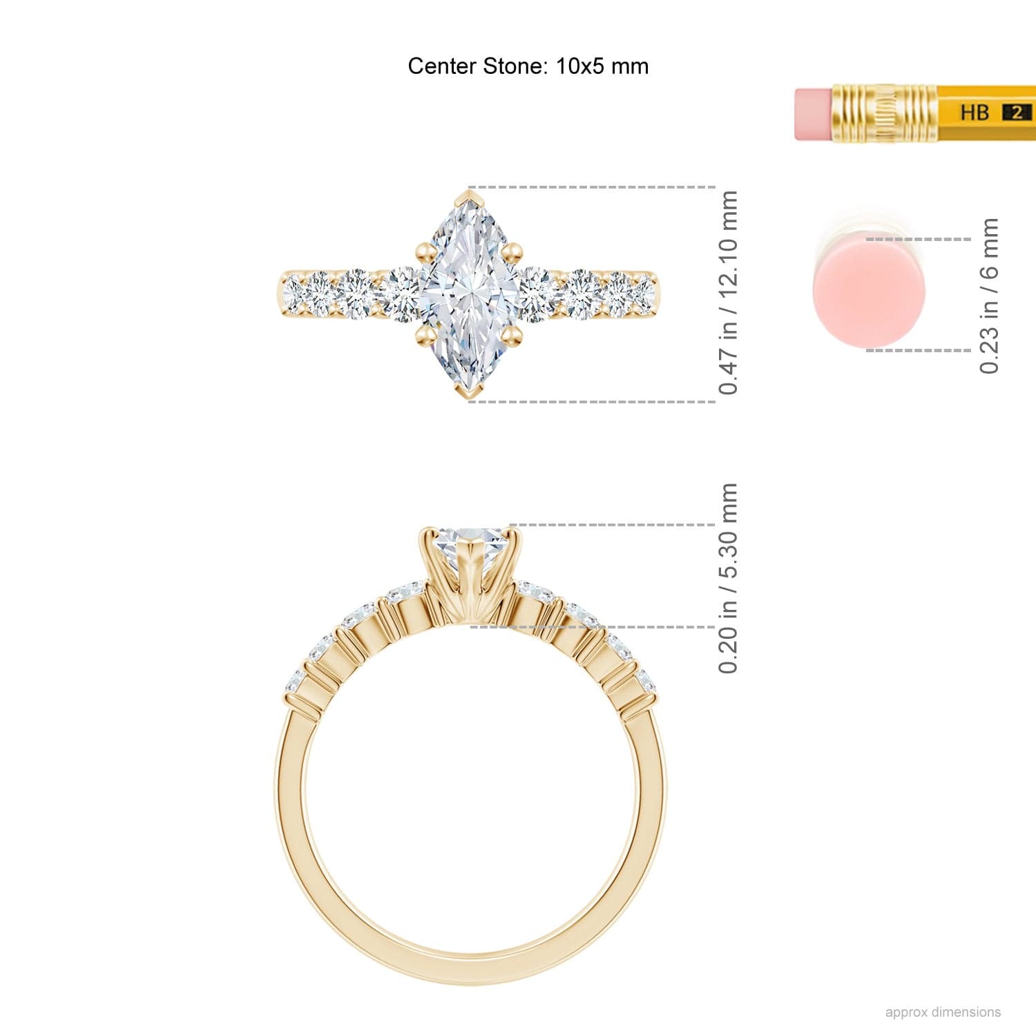 Lab-Grown Solitaire Marquise Diamond Graduated Engagement Ring image 5
